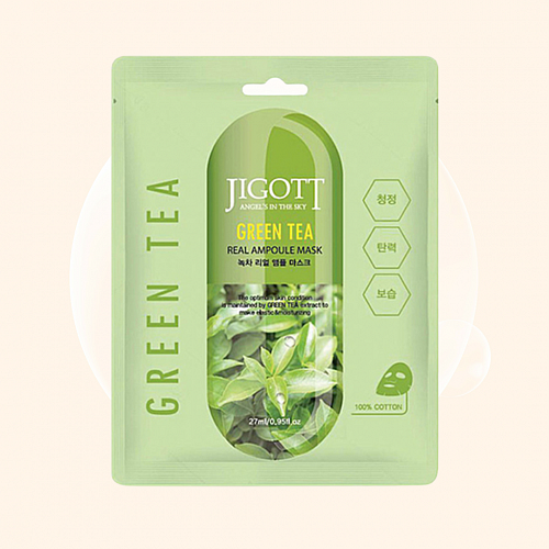 Jigott Green Tea Real Ampole Mask 27 мл