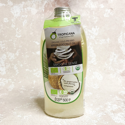 Tropicana organic cold pressed virgin coconut oil 500 мл