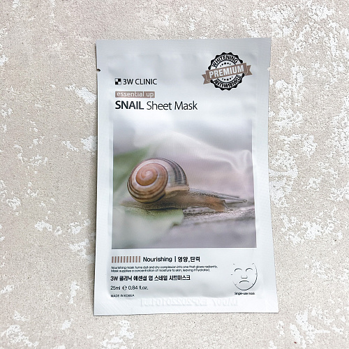 3W Clinic Essential Up Snail Sheet Mask 25 мл