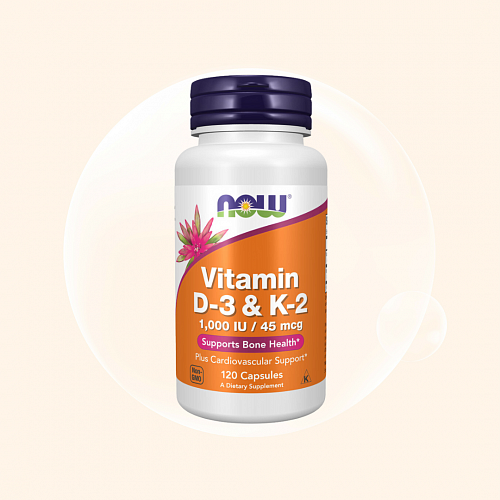 NOW Vitamin D-3 + K-2 45 мкг 120 капсул