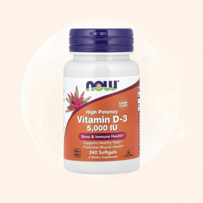 NOW Vitamin D3, 5000 ME, 240 CAPS