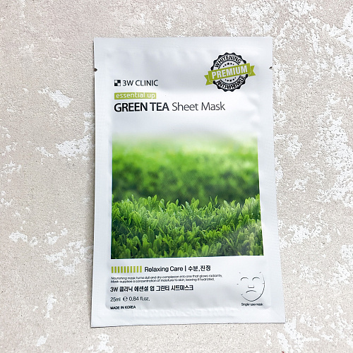 3W Clinic Essential Up Green Tea Sheet Mask 25 мл