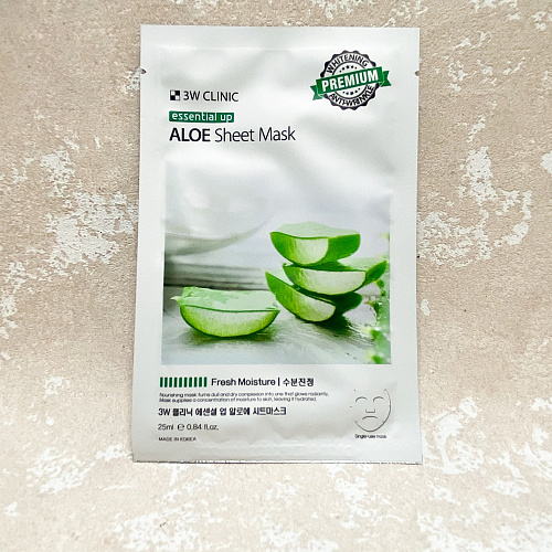 3W CLINIC Essential Up Aloe Sheet Mask 25 мл
