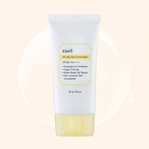 Klairs All-day Airy Sunscreen SPF 50+, PA++++ 50 мл